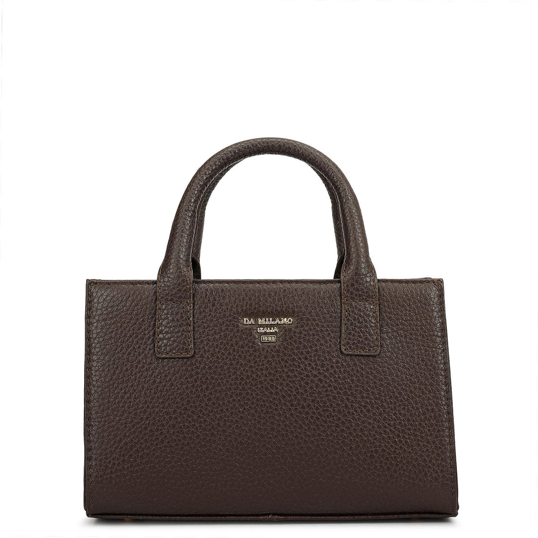 Small Fur Wax Leather Sling - Beige & Brown