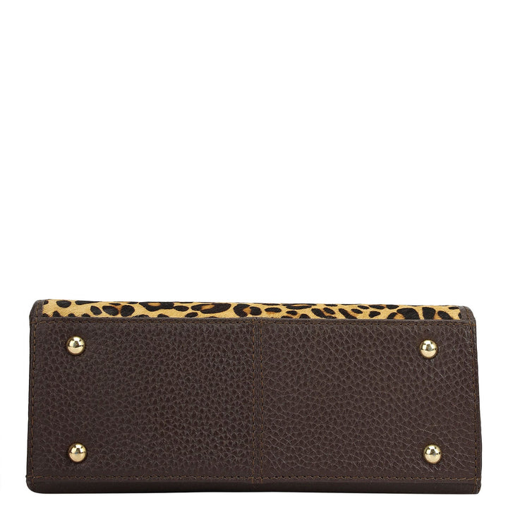Small Fur Wax Leather Sling - Beige & Brown