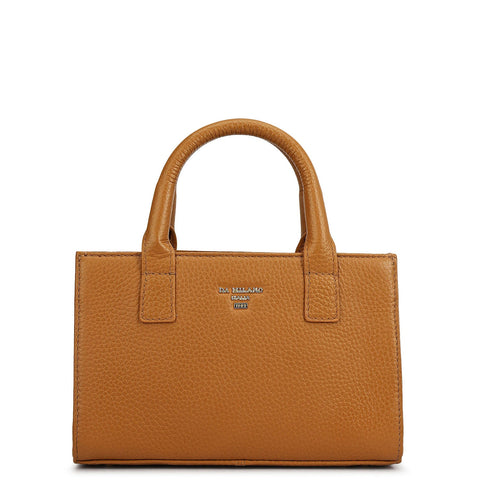 Small Fur Wax Leather Sling - Beige & Caramel