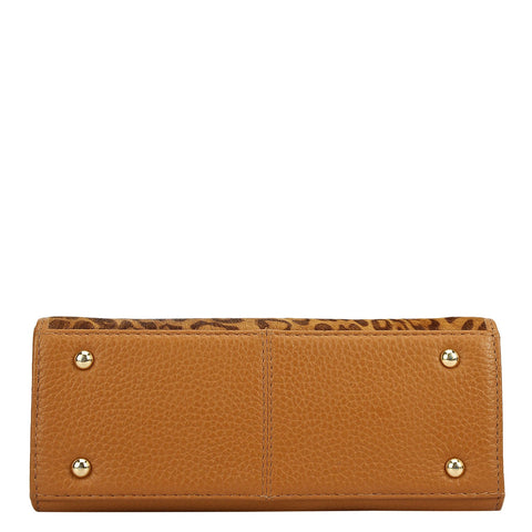 Small Fur Wax Leather Sling - Beige & Caramel