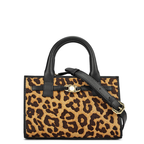 Small Fur Plain Leather Sling - Brown & Black