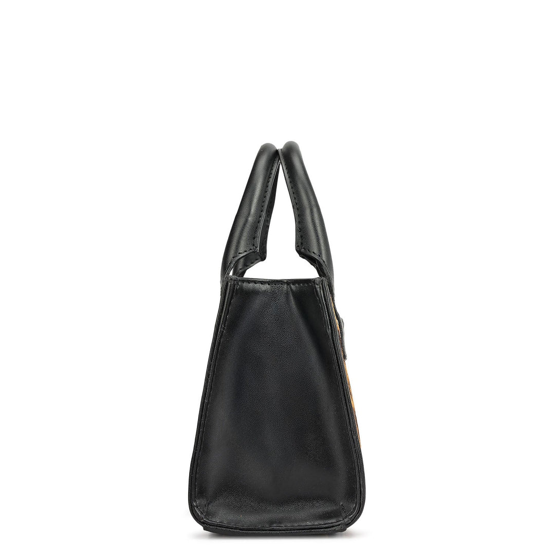 Small Fur Plain Leather Sling - Brown & Black