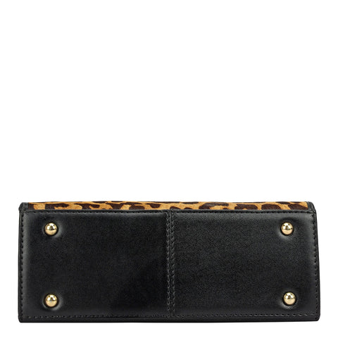 Small Fur Plain Leather Sling - Brown & Black