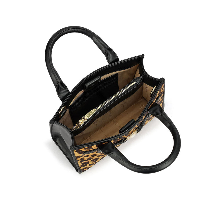 Small Fur Plain Leather Sling - Brown & Black