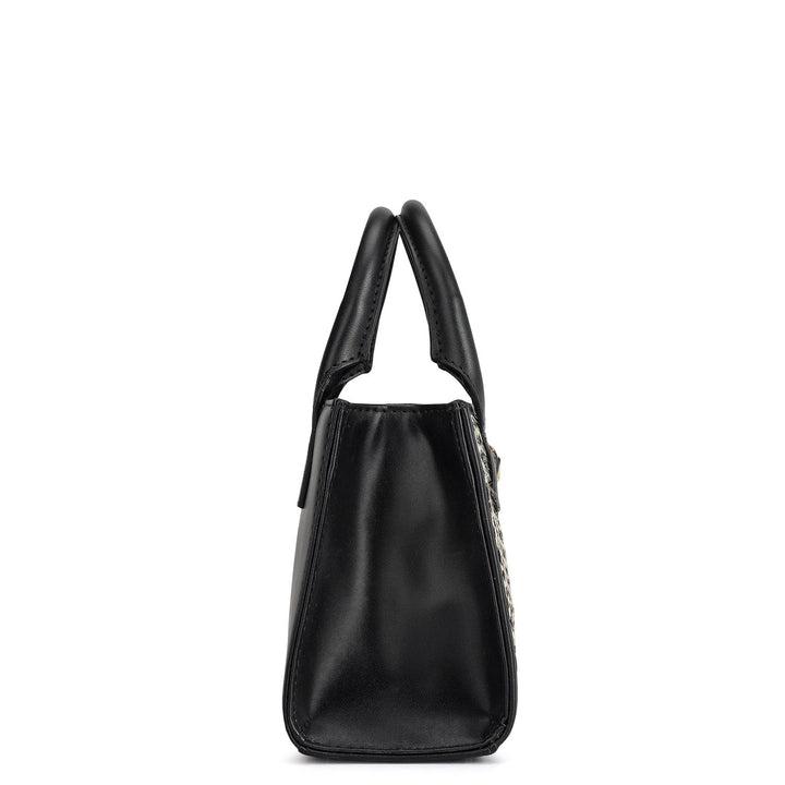 Small Fur Plain Leather Sling - Off White & Black