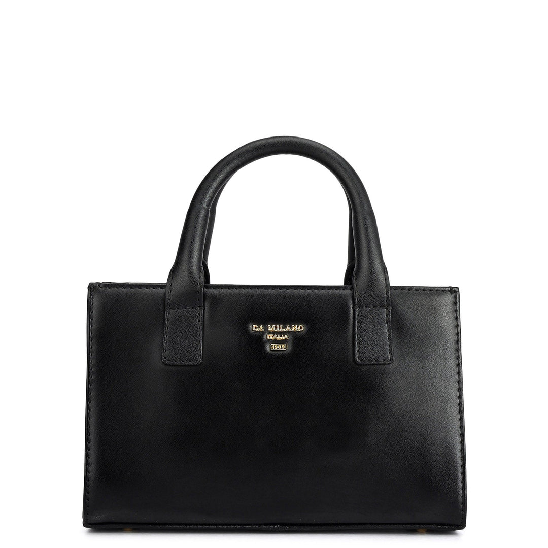 Small Fur Plain Leather Sling - Off White & Black