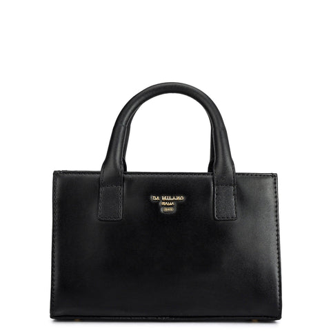 Small Fur Plain Leather Sling - Off White & Black