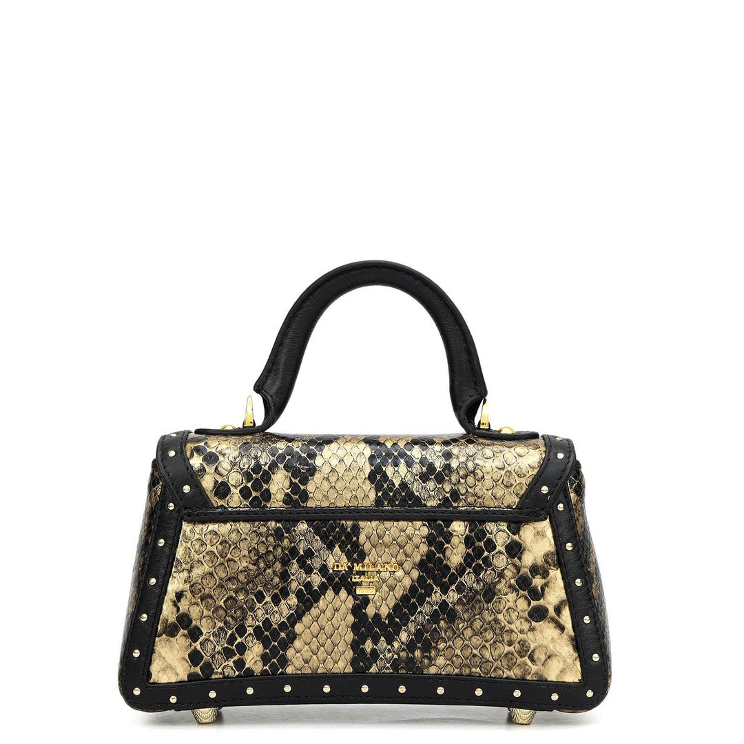 Small Snake Plain Leather Sling - Black & Gold