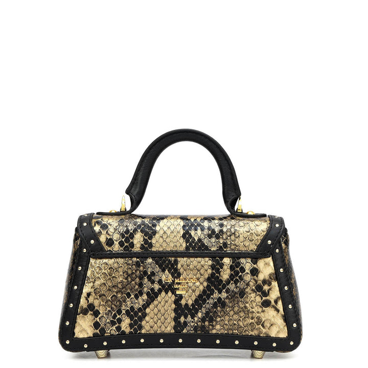 Small Snake Plain Leather Sling - Black & Gold