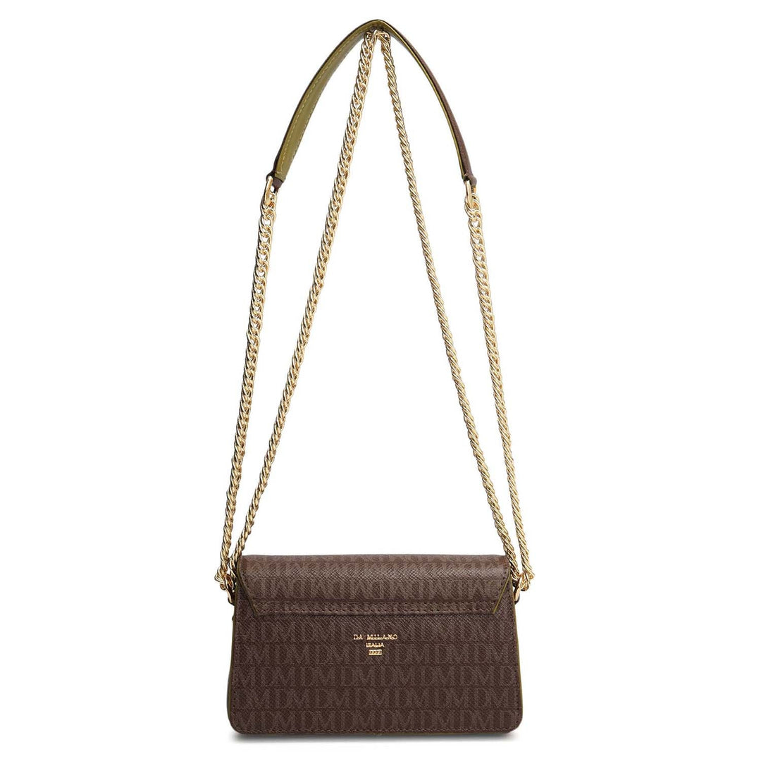 Small Monogram Leather Sling - Walnut & Lime