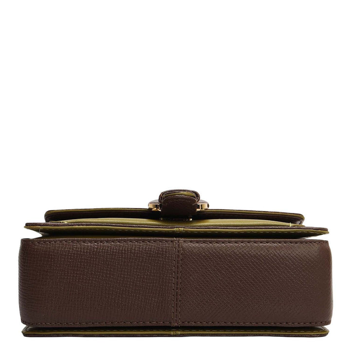 Small Monogram Leather Sling - Walnut & Lime