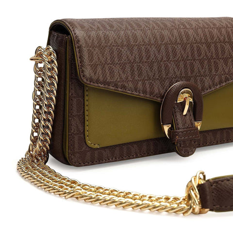 Small Monogram Leather Sling - Walnut & Lime