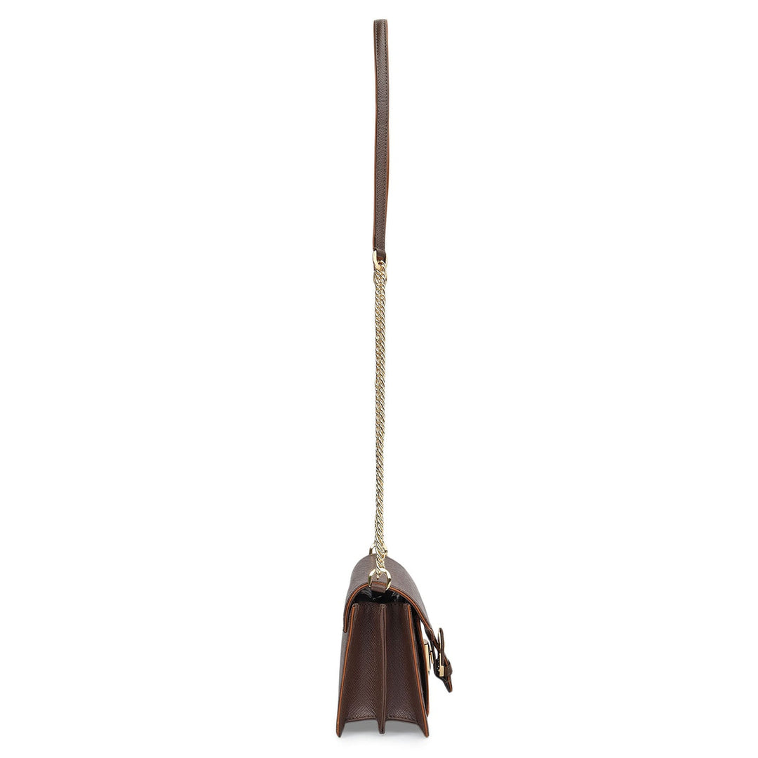 Small Monogram Plain Leather Sling - Walnut
