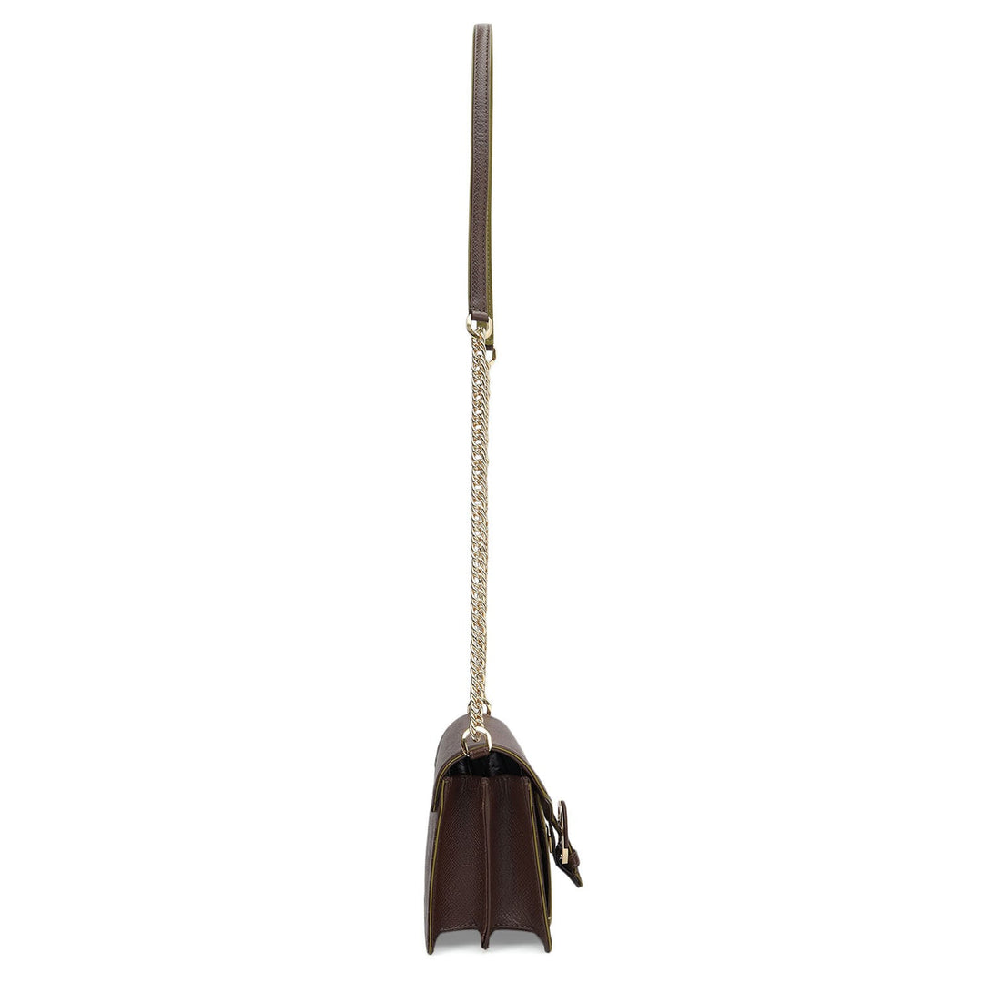 Small Monogram Plain Leather Sling - Walnut & Lime