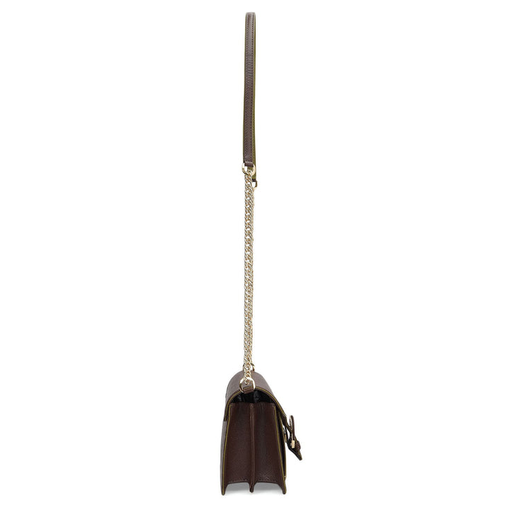 Small Monogram Plain Leather Sling - Walnut & Lime