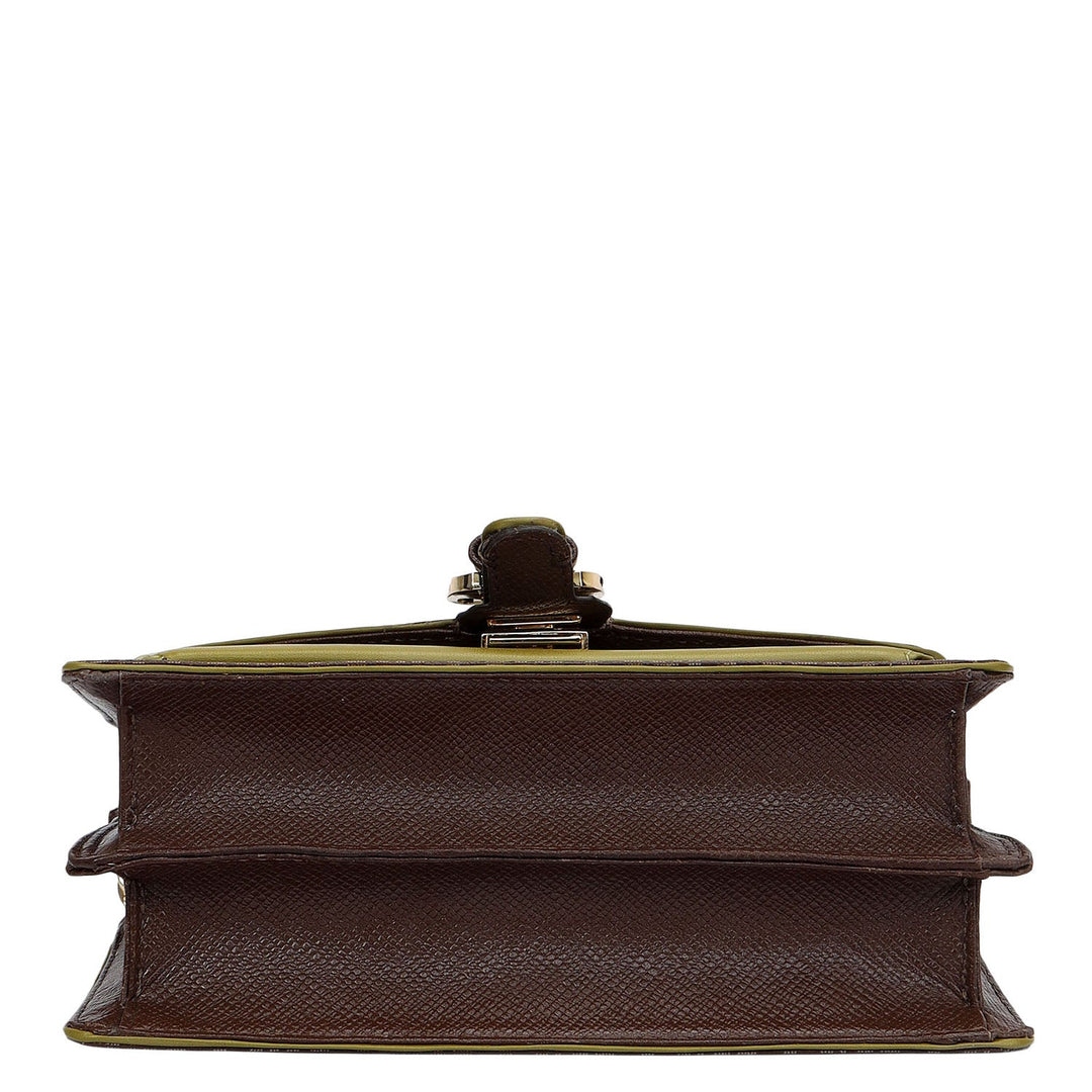 Small Monogram Plain Leather Sling - Walnut & Lime