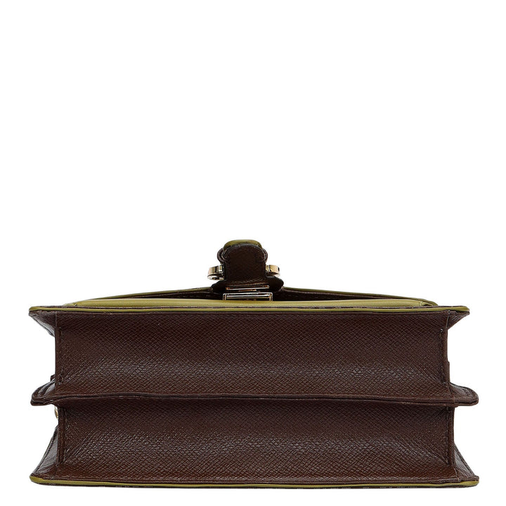Small Monogram Plain Leather Sling - Walnut & Lime