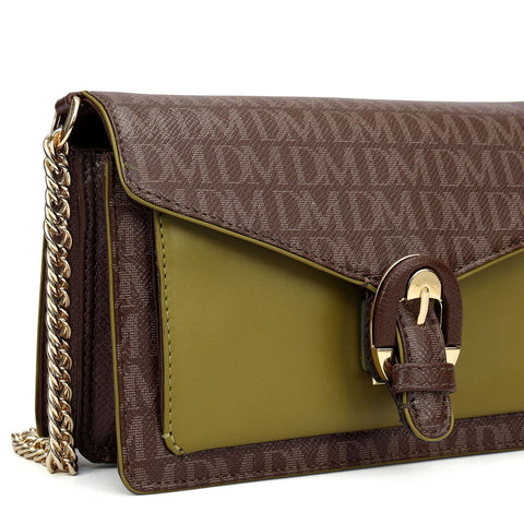 Small Monogram Plain Leather Sling - Walnut & Lime