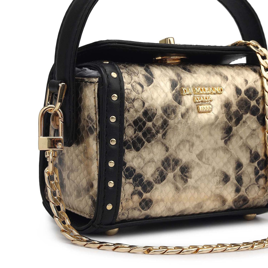 Micro Snake Leather Sling - Gold & Black
