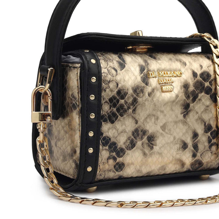 Micro Snake Leather Sling - Gold & Black