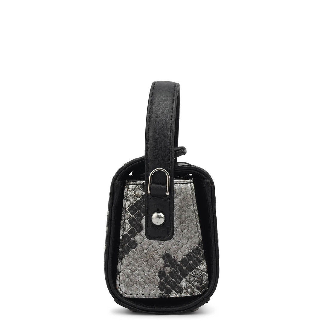 Micro Snake Leather Sling - Silver & Black