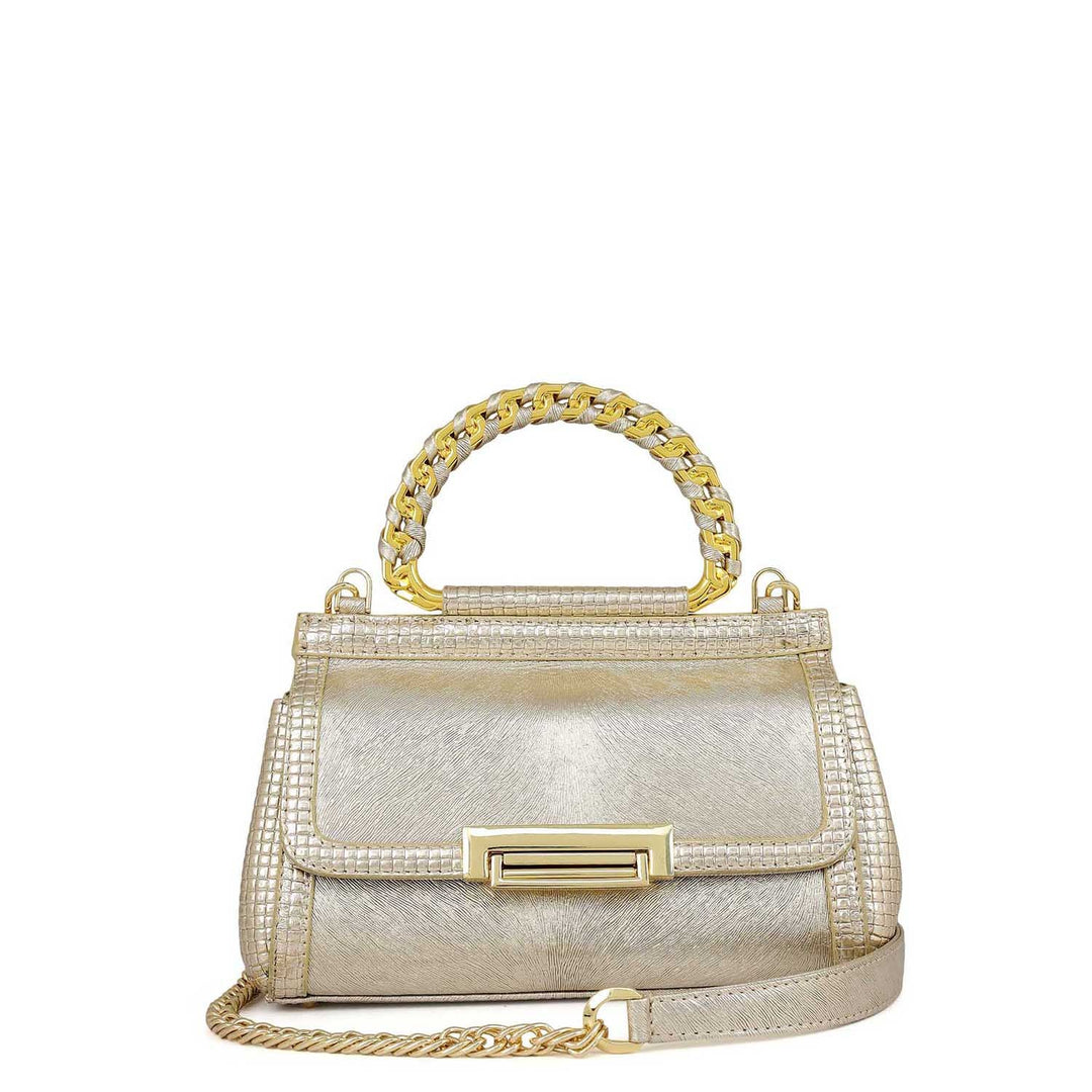 Small Metallic Leather Sling - Gold