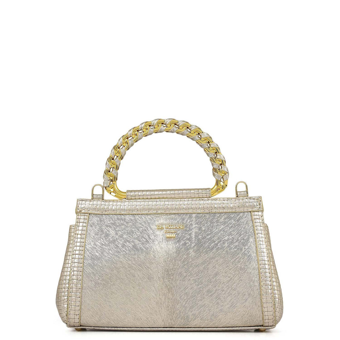 Small Metallic Leather Sling - Gold