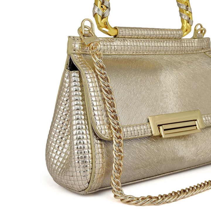 Small Metallic Leather Sling - Gold