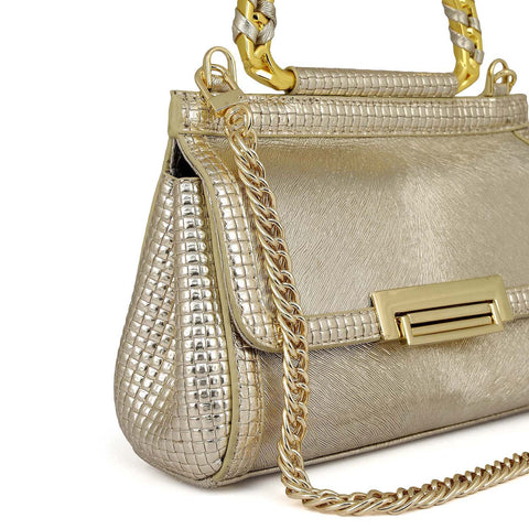 Small Metallic Leather Sling - Gold