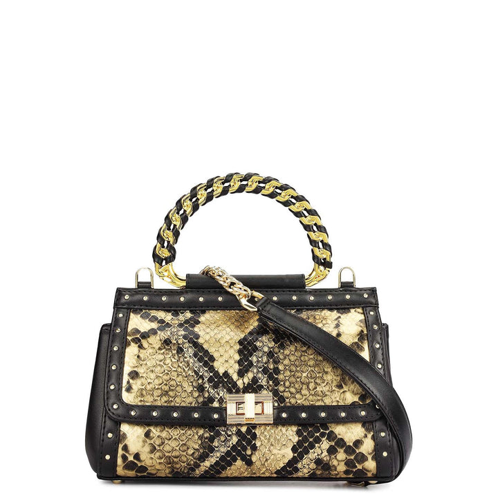 Small Snake Plain Leather Sling - Gold & Black