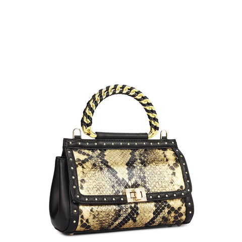 Small Snake Plain Leather Sling - Gold & Black