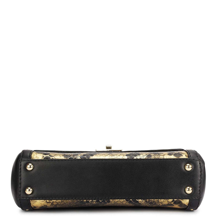 Small Snake Plain Leather Sling - Gold & Black
