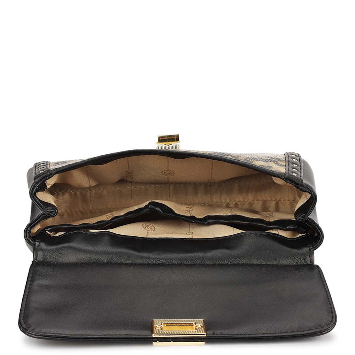 Small Snake Plain Leather Sling - Gold & Black