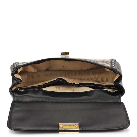 Small Snake Plain Leather Sling - Gold & Black