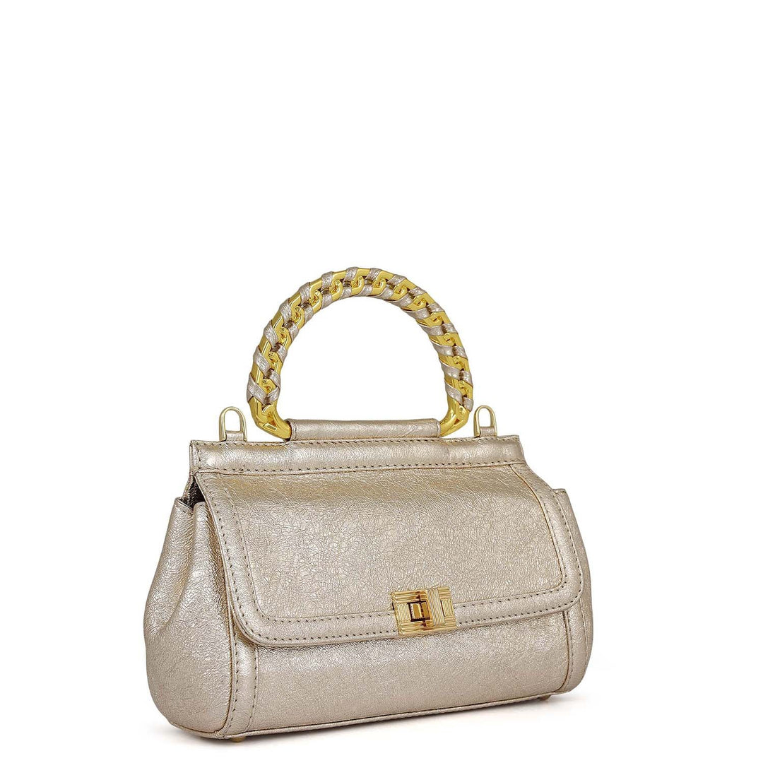 Small Metallic Leather Sling - Gold