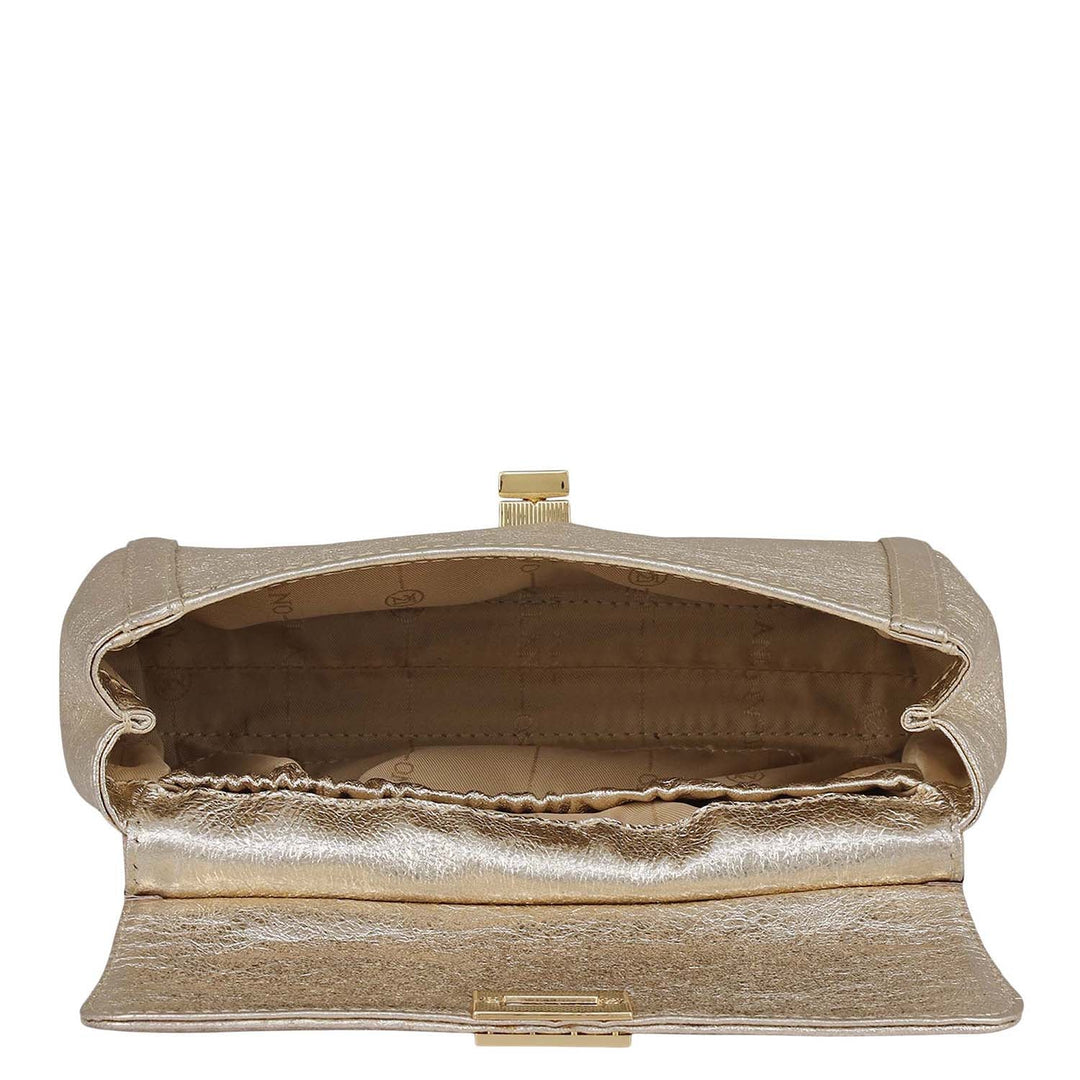 Small Metallic Leather Sling - Gold