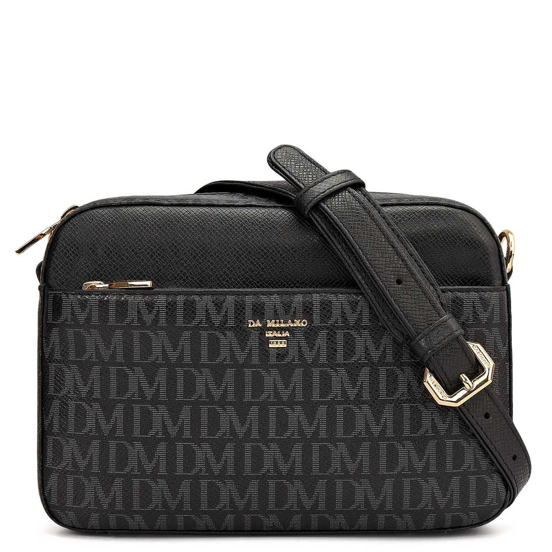 Small Monogram Franzy Leather Sling - Black