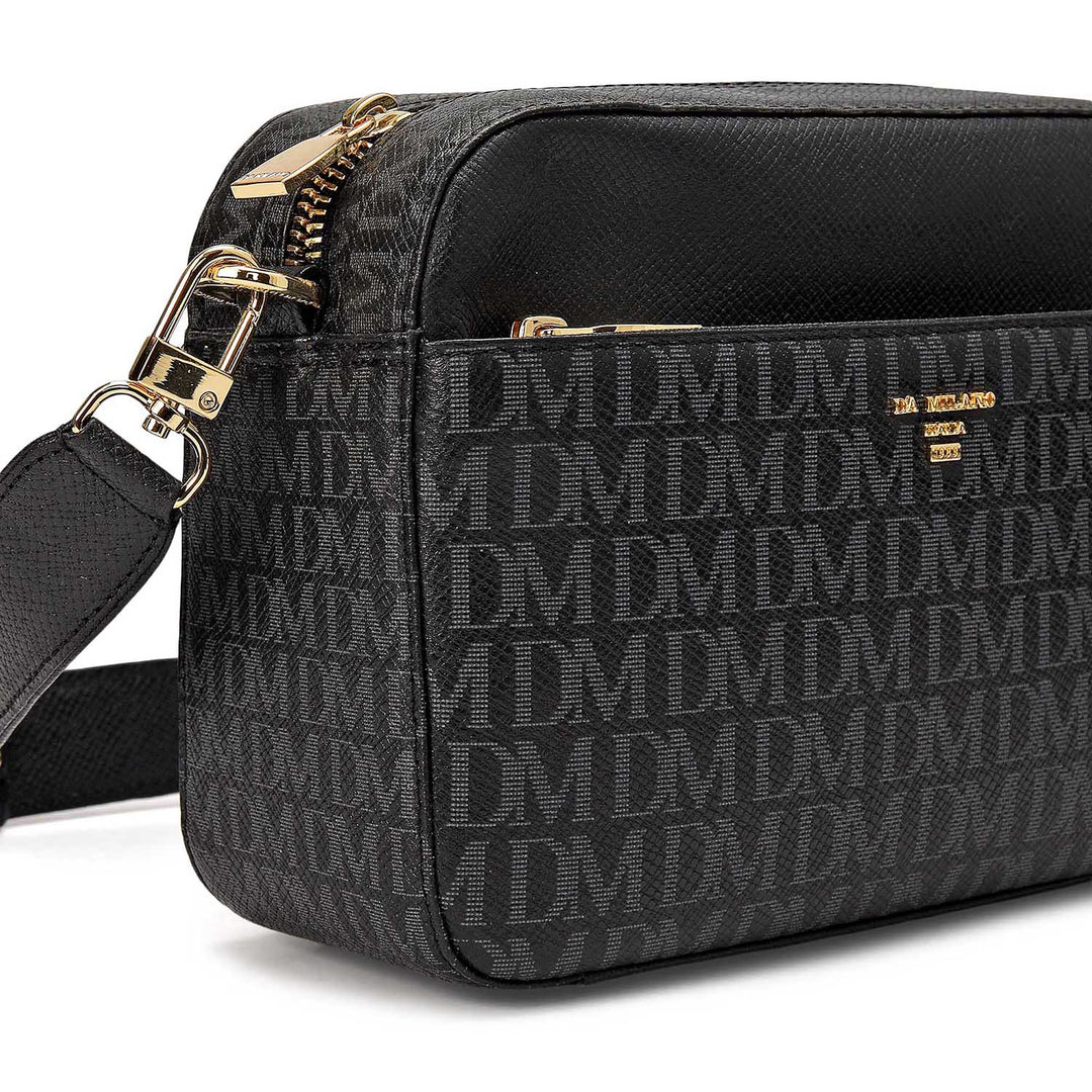 Small Monogram Franzy Leather Sling - Black