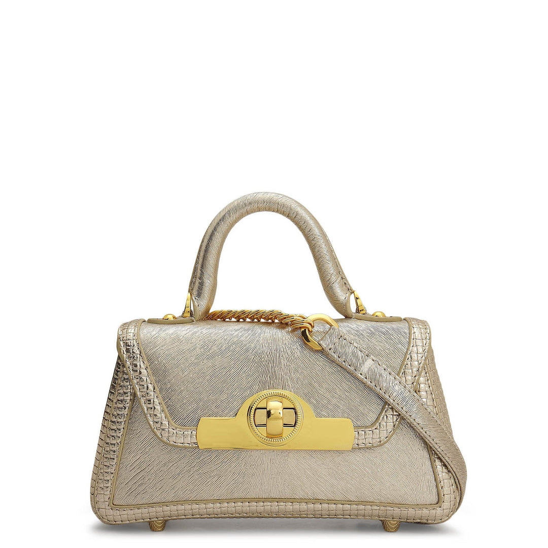 Small Metallic  Leather Sling - Gold