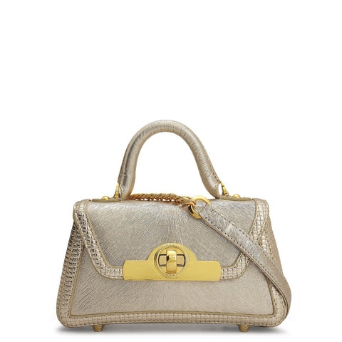 Small Metallic  Leather Sling - Gold