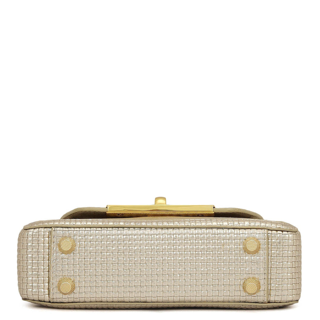 Small Metallic  Leather Sling - Gold
