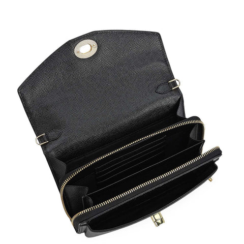 Croco Franzy Leather Ladies Wallet - Black