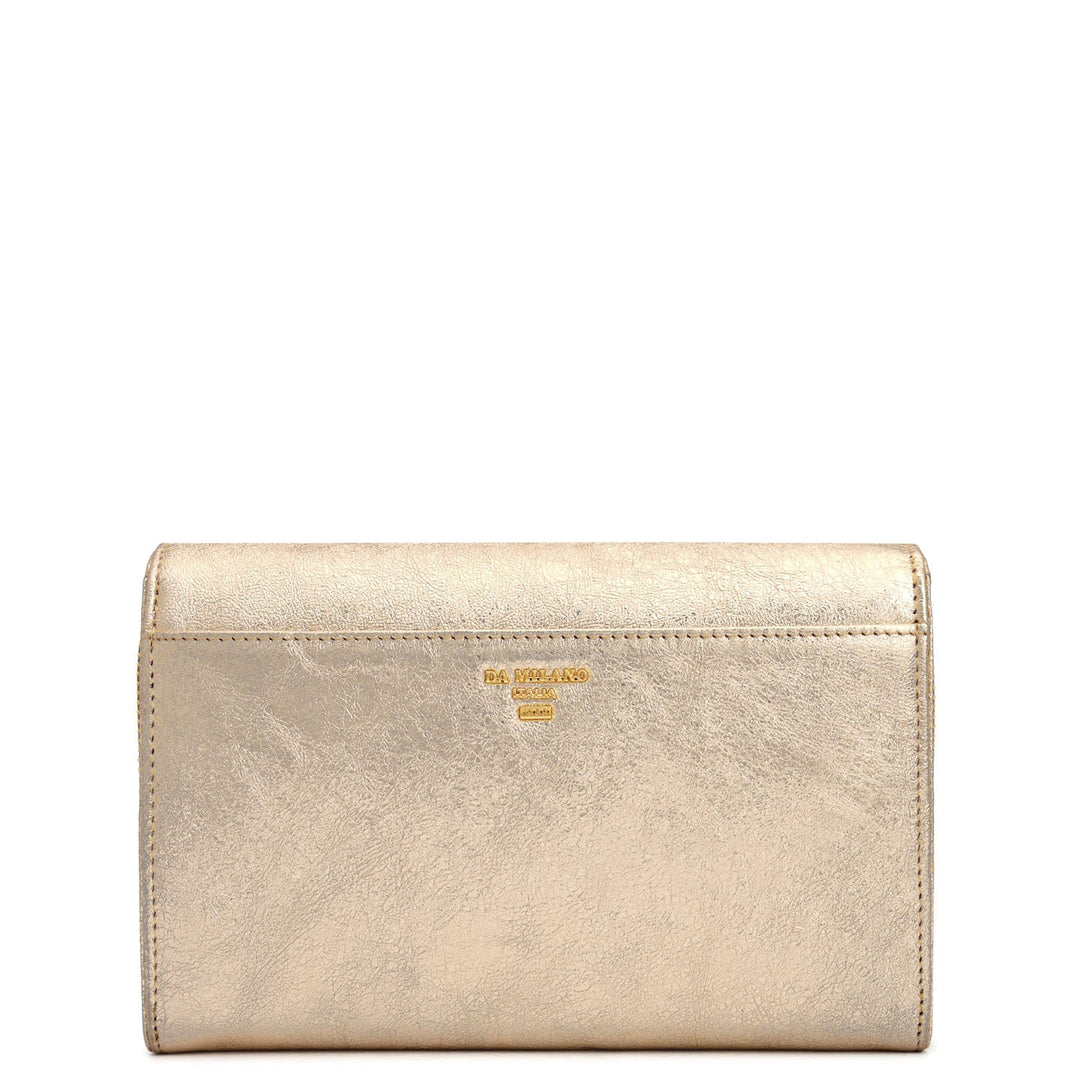 Metallic Leather Ladies Sling Wallet - Gold