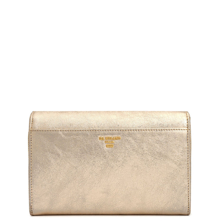 Metallic Leather Ladies Sling Wallet - Gold