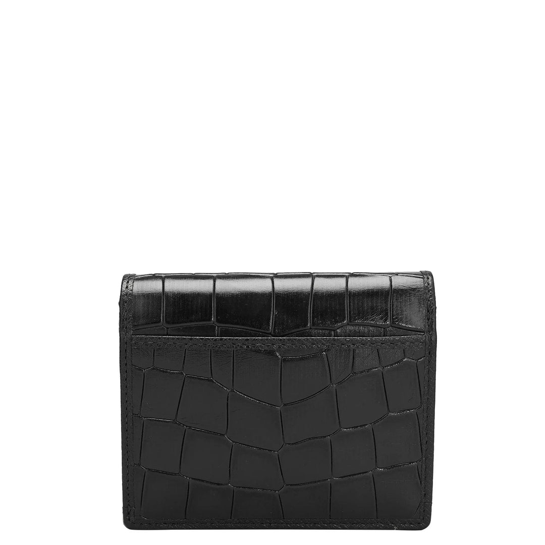 Croco Leather Ladies Sling Wallet - Black