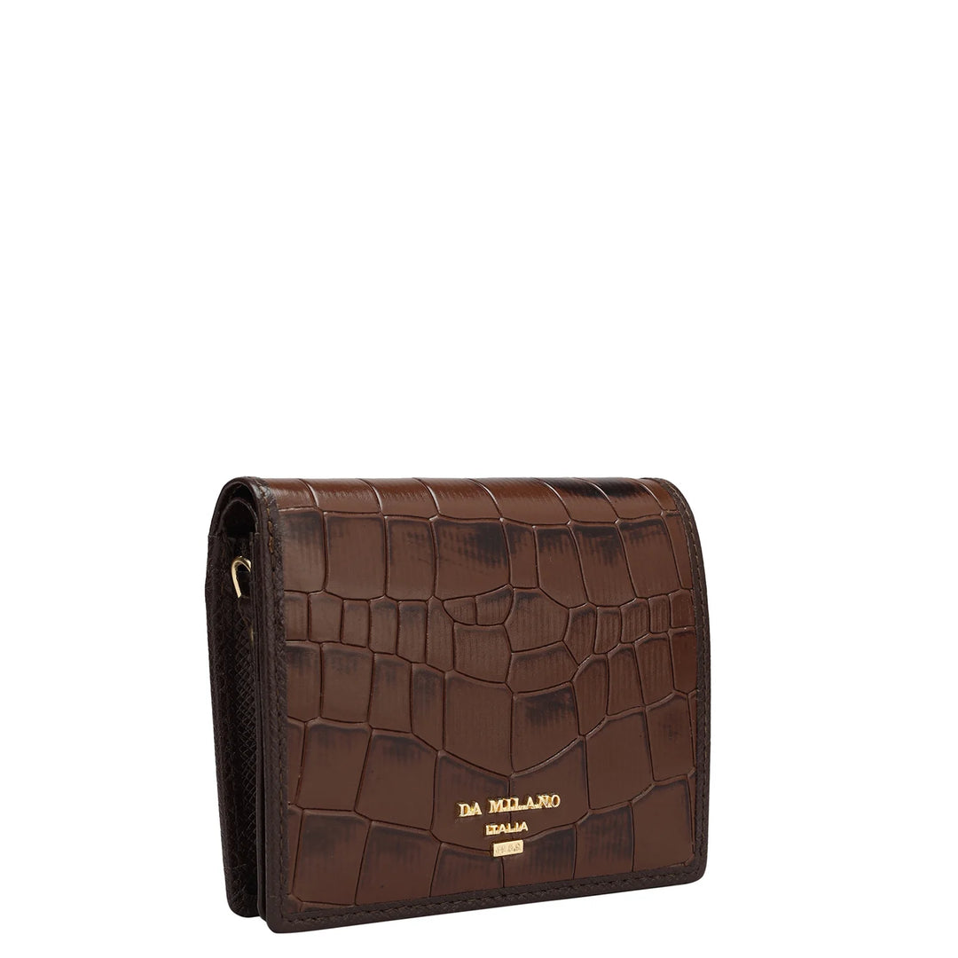 Croco Leather Ladies Sling Wallet - Brown