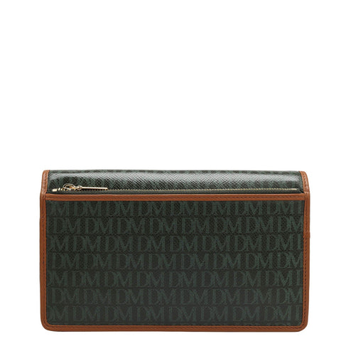Monogram Leather Ladies Wallet - Petrol Green