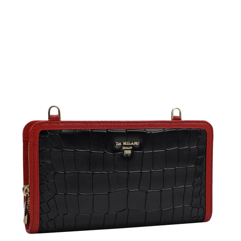 Croco Leather Ladies Wallet - Black