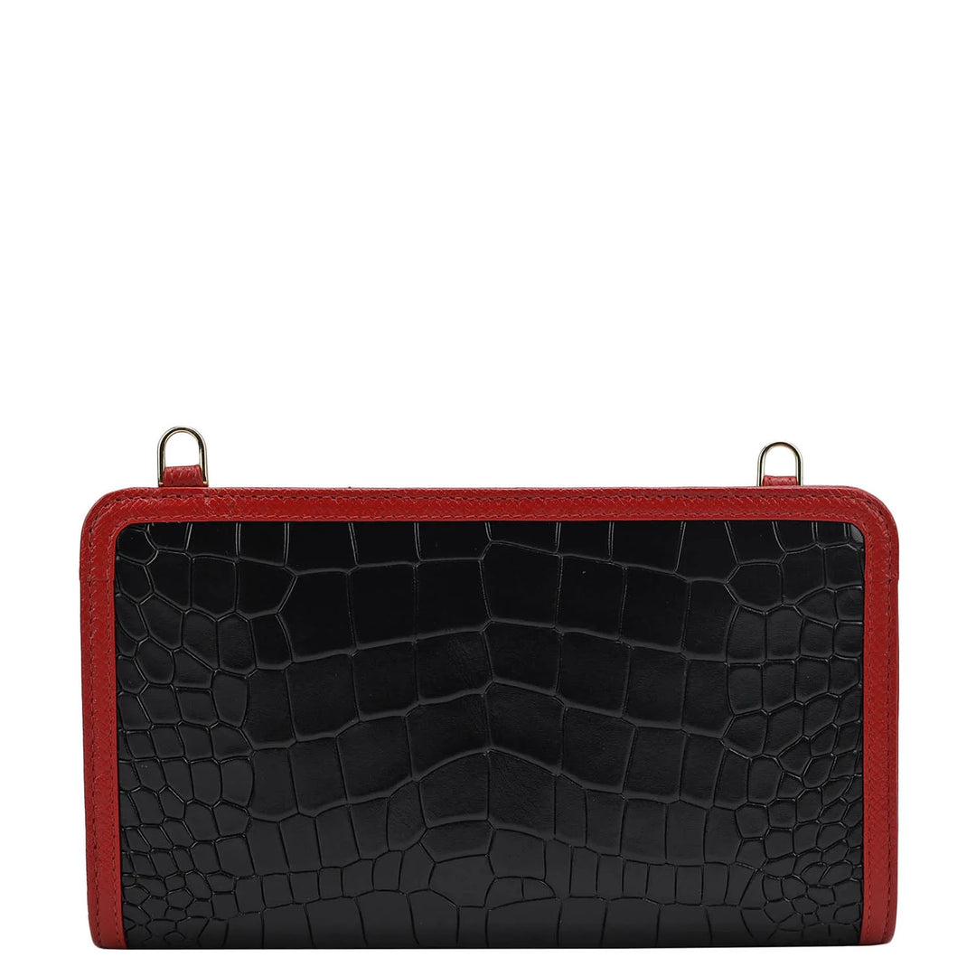 Croco Leather Ladies Wallet - Black