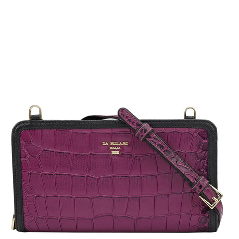 Croco Leather Ladies Wallet - Orchid